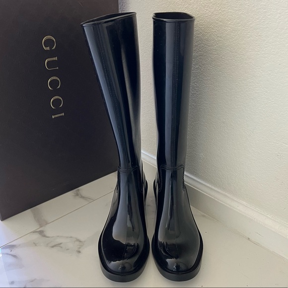 🖤 EUC🖤 GUCCI Interlocking G Logo Rubber Rainboots ~ 38 - Picture 2 of 13
